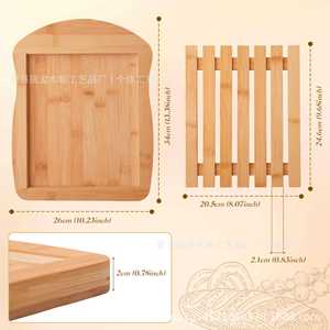 Support à pain en bambou 34x26x2cm avec planche à découper pour la découpe de pain grillé et la pâtisserie maison - Product Image 3