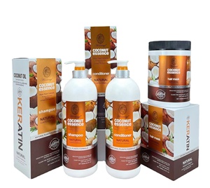Ensemble de soins capillaires au shampooing naturel Heniways, <span class=keywords><strong>essence</strong></span> pure biologique, kératine, huile de noix de <span class=keywords><strong>coco</strong></span>, shampooing et revitalisant - Product Image 1