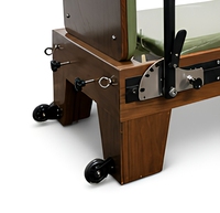 Mesa de Pilates Reformer de Madera de Nogal con Riel Completo y Media Torre Trapecio, Máquina de Ejercicio Profesional con Sistema de Muelles