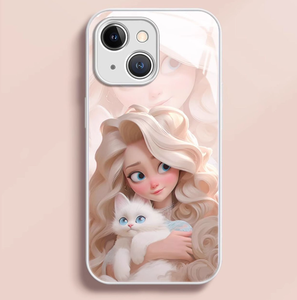 Dolce <span class=keywords><strong>capelli</strong></span> <span class=keywords><strong>ricci</strong></span> ragazza stampa vetro PC TPU Cover posteriore per Iphone 7 8 SE X Xr XS 11 12 13 14 15 16 17 Pro Max - Product Image 6