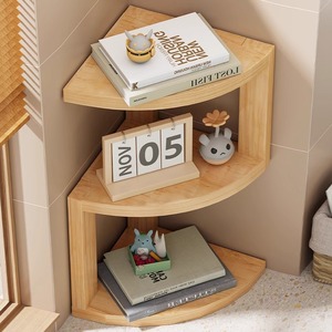 Corner <b>Shelf</b> 3 Tier Wood Storage Rack For Bedroom Living Room Office <b>Desk</b> Organization - Product Image 3