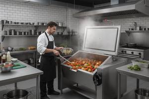 Poêle à braiser/friteuse électrique basculante professionnelle à double enveloppe de 150 litres pour cuisson au gaz - Product Image 3