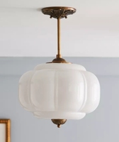 Luminaire semi-encastré Jingshi Lighting en or antique, globe en verre givré texturé avec embout en laiton, décoration élégante pour le couloir de la maison