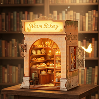 Kit de maison de boulangerie miniature Hamaileon à construire soi-même avec lumières LED, modèle de puzzle 3D en bois, maison de poupée, scène de village printanier, cadeau artisanal