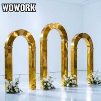 WOWORK Nouveau design – Support de toile de fond en maille dorée effet miroir SST pour mariage, anniversaire, événementiel