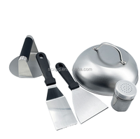 Ensemble d'accessoires de barbecue d'extérieur à surface plane parfaite, spatule en métal pour grill avec couvercle de casserole, presse à hamburgers, fabricant de galettes