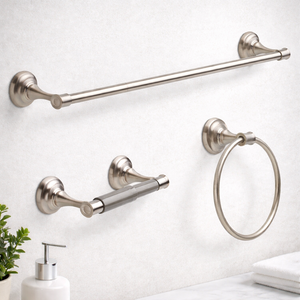 Ensemble de salle de bain élégant de style jardin, porte-papier toilette en nickel plaqué avec barre porte-serviettes à vendre - Product Image 1