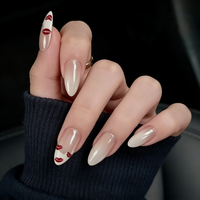 Prix d'usine en gros 10 pièces Faux ongles à presser faits à la main, dégradé rose nude brillant, acrylique de haute qualité avec colle pour doigts