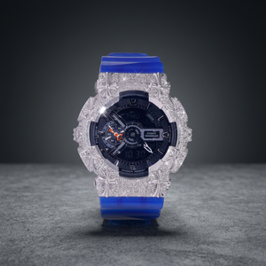 Reloj Deportivo de Lujo para Mujer, Analógico-Digital, Correa de Silicona Azul, Caja Redonda de Acero Inoxidable de 43 mm, Resistente al Agua 10 Bar - Product Image 3