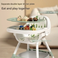 Grande Chaise Haute d'Appoint Pliable et Multifonctionnelle pour Bébé, sur Roues et Réglable, pour la Maison
