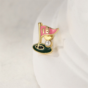 Piercings de Plata de Ley S925 con Parte Trasera Plana, Serie Deportiva: Tenis de Mesa, Club de Golf, Bandera de Golf, Aro de Baloncesto, Rugby - Product Image 4