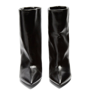 Bottines en cuir <span class=keywords><strong>noir</strong></span> pour femmes, bout pointu, talon compensé, style western, bottines habillées - Product Image 5
