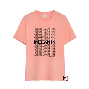 Camiseta gráfica com letras melaninas para mulheres, blusa Harajuku de algodão com estrias hipster