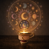 Lampe de Projection Aromathérapie de Luxe, Veilleuse Émaillée avec 3 Bougies Parfumées et Assiettes, Coffret Cadeau, Bougies Parfumées