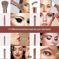 Kit de pinceaux de maquillage en cheveux synthétiques végétaliens personnalisés, 7 pièces, multicolores, avec pinceaux éventail, houppettes et manches en plastique, pour un estompage mignon