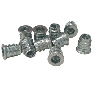 Tuerca roscada externa e interna chapada en zinc de acero al carbono M5 M6 M8, insertos de tuerca para muebles con orificio pasante para herramientas y madera - Product Image 2