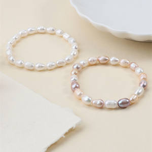 Pulsera de Perlas de Agua Dulce Naturales Amelia, Regalo para Fiesta, 8-9mm, Elástica, con Cuentas, Blanca, Multicolor, Tipo Patata, para Mujer - Product Image 6