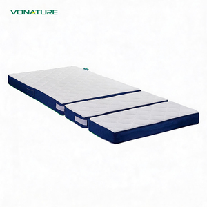 Matelas pliable moderne pour jeunes adultes, longueur réglable, housse de matelas durable, bordure <span class=keywords><strong>noire</strong></span>, blanc, Home Park Furniture - Product Image 1