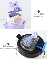 Bouteille d'eau isotherme en forme d'animal pour enfants, en acier inoxydable 304, avec paille, vente en gros