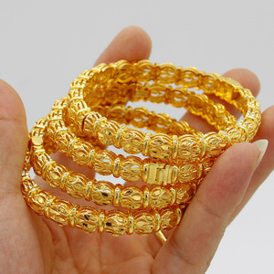 Hot Sale Dubai Arabic Filled Gold Bracelets <strong>Copper</strong> <strong>Bangles</strong> Fashion Jewelry Chunky 24K Gold Plated <strong>Bangles</strong> for Women - Product Image 1
