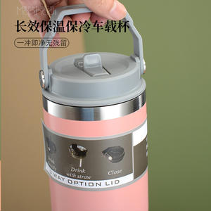 Manhadi Stainless Steel Insulated Tumbler 304 Double Wall Large Capacity Car Mug Travel <b>Coffee</b> <b>Cup</b> <b>With</b> <b>Straw</b> Lid - Product Image 1