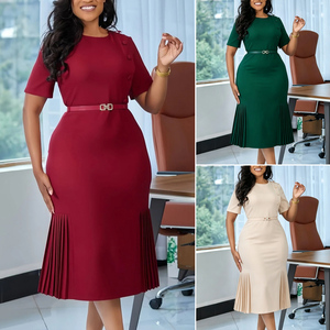 D644 Trendy <strong>Church</strong> <strong>Dress</strong> <strong>for</strong> <strong>Women</strong> Elegant O-neck Short Sleeve Pleated Hen Ladies Office <strong>Dresses</strong> Africa Casual <strong>Dresses</strong> <strong>for</strong> <strong>Women</strong> - Product Image 3