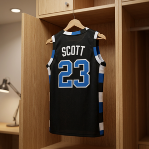 Camiseta de baloncesto negra para hombre Scott 23, ropa sublimada de malla sin mangas con número de equipo, ajuste regular, para todas las estaciones - Product Image 1