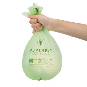 Individuelles Logo kompostierbare durchsichtige PLA PBAT Plastik langlebige preiswerte Supermarkt-Haus-Mülleimerrolle umweltfreundlich