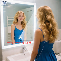 Miroir LED intelligent à détection radar, vente en gros usine, 5A Max, 12V-24V, interrupteur tactile pour miroir de salle de bain, capteur 0-1,5m
