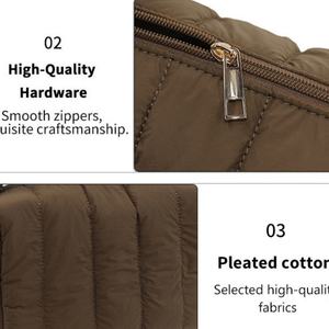 <b>Large</b> <b>Capacity</b> Custom Logo Zipper Makeup Organizer Quilted Nylon & Polyester Puffy Design <b>Cosmetic</b> Pouch for <b>Travel</b> - Product Image 5