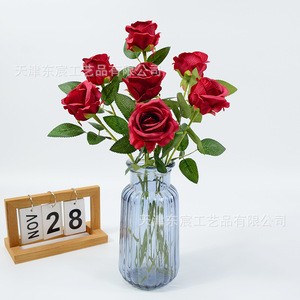Fleurs artificielles en vase Dongchen Crafts, rose rose à tige unique, décoration d'intérieur, accessoires de mariage, cadeau pour la Saint-Valentin - Product Image 4