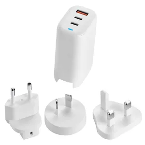 Mini 65W GaN charger US EU UK AU exchangeable plug PD Type-c travel mobile phone laptop supply adapter