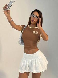 T-shirts Femme Y2K personnalisés avec logo, vente en gros, haute qualité, grandes tailles, crop top uni, <span class=keywords><strong>sexy</strong></span> pour filles - Product Image 3