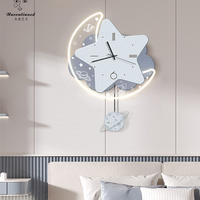 Jam dinding akrilik, jam tangan kreatif 14 inci Dekorasi Rumah Planet bintang lampu LED ruang anak senyap