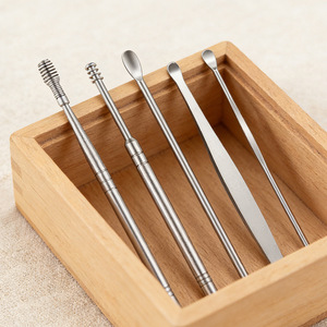<b>Ear</b> <b>Pick</b> 6 Piece Portable Keychain Leather Set Stainless Steel <b>Ear</b> Cleaning Tools For Adults - Product Image 3