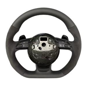 พวงมาลัยหุ้มหนังแบบครึ่งรูสไตล์ <span class=keywords><strong>Sline</strong></span> แบบปรับแต่งได้สำหรับรถ <span class=keywords><strong>Audi</strong></span> <span class=keywords><strong>A1</strong></span> A3 A4 A5 A6 RS6 A7 C6 RS7 B9 8P 8V RS3 RS4 Q5 - Product Image 1