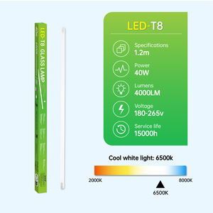Tubo <span class=keywords><strong>LED</strong></span> Inteligente de Vidrio T8 de 1.2m, 40W, con Sensor de Movimiento por Radar, Luz Diurna 6500K, Reemplazo <span class=keywords><strong>Fluorescente</strong></span> sin Balasto para Jardín - Product Image 2