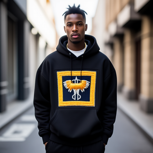 Sudadera con capucha con estampado floral de medianoche Tapiz de unicornio medieval tejido y lavado para resistencia al agua - Product Image 1