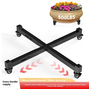 Chariot de <span class=keywords><strong>support</strong></span> d'usine transfrontalier en acier au carbone avec roues à <span class=keywords><strong>roulettes</strong></span> verrouillables pour étagère à fleurs - Product Image 2