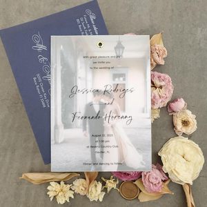 Invitaciones de boda de vitela elegantes con lámina de oro e imagen Invitación frustrada personalizada en oro Plata Oro rosa - Product Image 6
