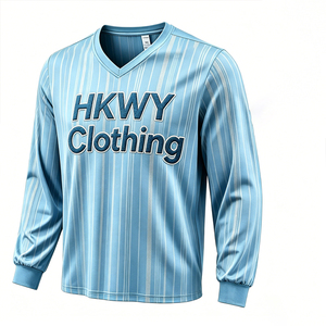 2026 Trendy <b>Men's</b> V-neck Sweatshirts 100% Cotton Summer Hoodies With Custom Embroidered Striped Pullover Tops For Streetwear - Product Image 1
