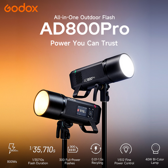 Godox Ad800 Pro Ttl Battery Powered 1/8000 Hss Outdoor Flash Suitable for Photography Studios