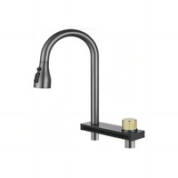 Keran Dapur Modern Stainless Steel Single-Pull Mode Double Bowl Sink Gun Grey Waterfall Faucet Deck Mounted