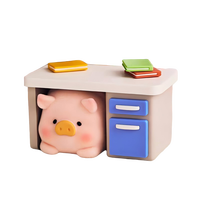 Nouvelle Collection 2026 : Boîte Mystère Lulu Piggy Office Series Thème Animaux – 8 Figurines de Cochon en PVC 100% Originales, Jouet de Collection Échelle 1/12 pour Enfants