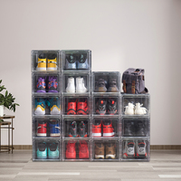 Boîte de rangement pour baskets avec porte transparente magnétique, en acrylique, facile à assembler, organisateur de chaussures en plastique