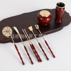 Juego de sellos de incienso de cobre puro, esmalte de escoria, escritura de sello roja, polvo de sándalo y madera de agar, herramientas para hacer sellos. - Product Image 4