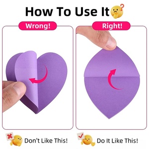 Bán buôn Kawaii văn phòng phẩm 76x76 hình dạng người nước ngoài ghi chú dán 3x3 Memo Pads Repositionable tim dấu hiệu tabs tự dính - Product Image 5