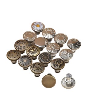 Boutons-pression métalliques réglables pour jeans, boutons dissimulés ronds en alliage avec motifs floraux pour la réduction de la taille - Product Image 1