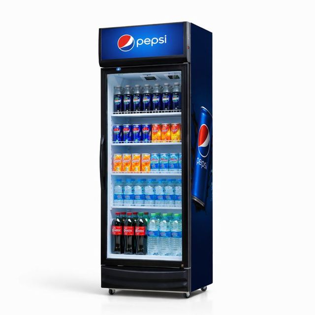 Commercial Upright Display Fridge Single Glass Door Auto Defrost LED Light Beverage Display Refrigerator for Grocery Store