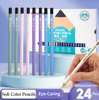 Crayons pour élèves du primaire, crayons en bois HB, multicolores, mine épaisse 3.0, avec gomme, stylos, boîte cadeau pour enfants